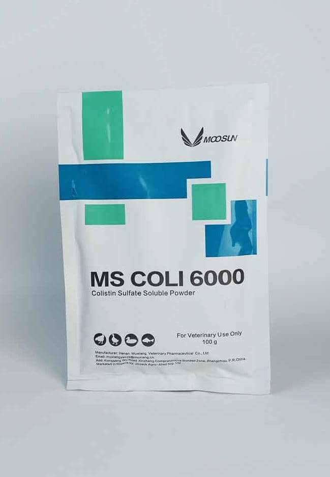 MS- COLI 6000. Containing Colistin Sulphate 6,000,000 I.U. 100g