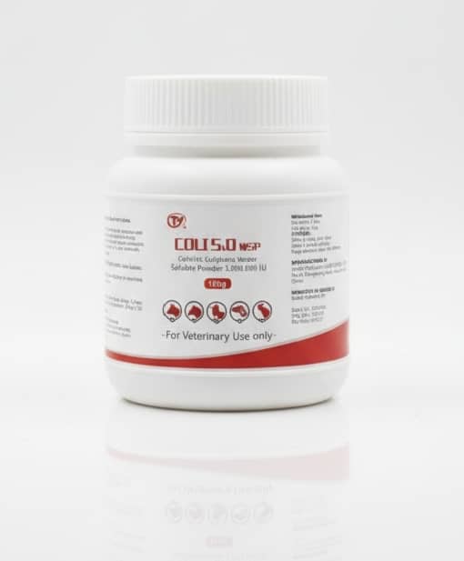 TY COLI 5.0 Each gram of powder contains 5,000,000 I.U. of colistin sulphate.