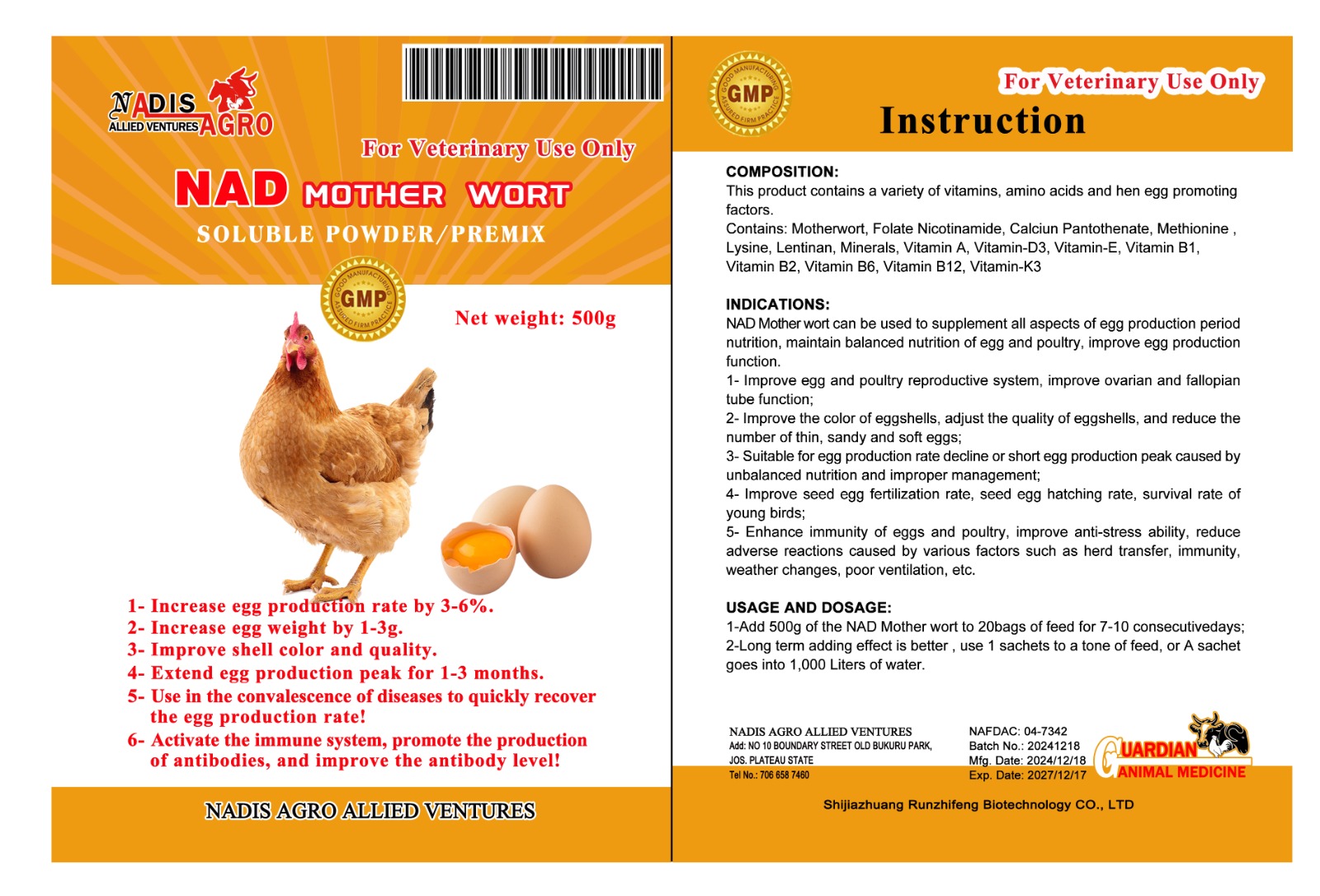 NAD MOTHER WORT SOLUBLE POWDER PREMIX - Image 3